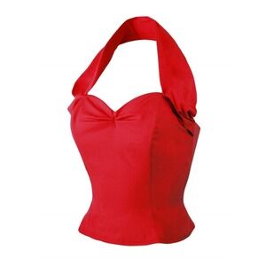 Vivien Of Holloway Red‎ Halter Pinup Boning Great Britain EUC